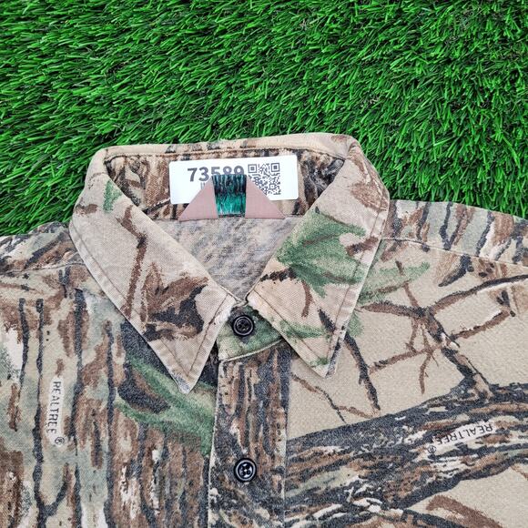 Vintage 80s Realtree Camo Button Shirt XL/2XL 26x29 Baggy - Picture 3 of 10